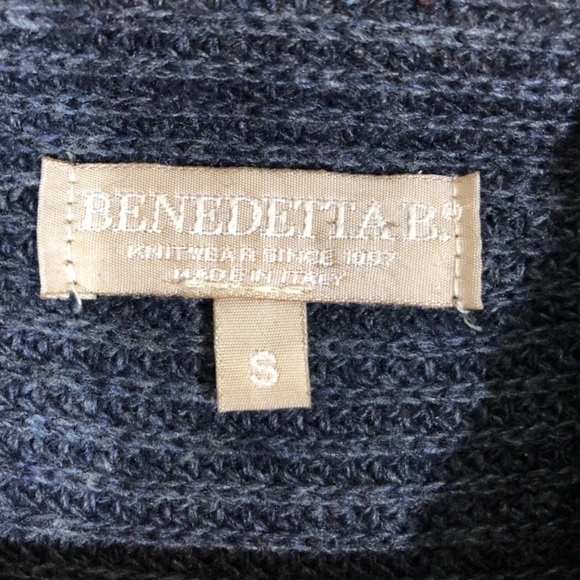 BENEDETTA B. Wool/Cashmere Blend Mock Neck Blue Sweater - Picture 13 of 14